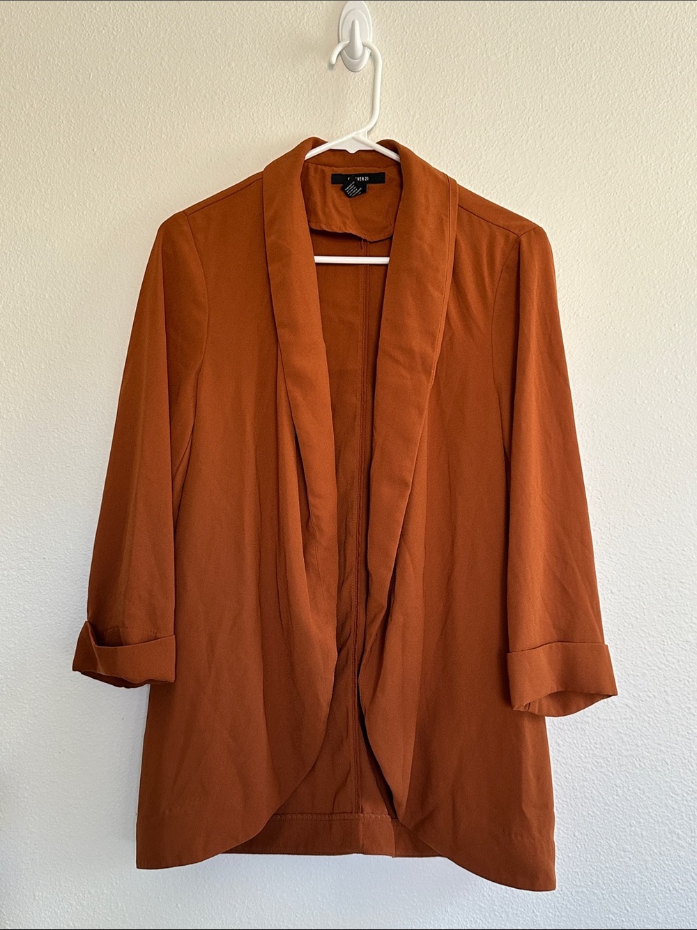 Forever 21 Burnt Orange Draped Open Blazer